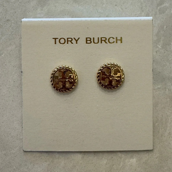 Tory Burch Rope Gold Logo Stud Earring - Picture 1 of 3